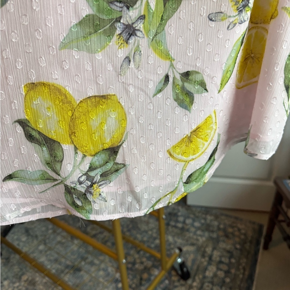Joie Light Pink Blouse with Lemon Design Sz XS NWT - Picture 5 of 9